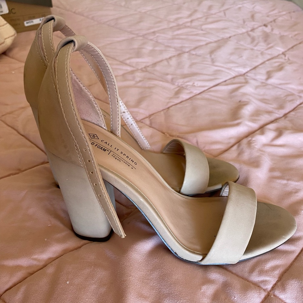 Call It Spring Beige Block Heels